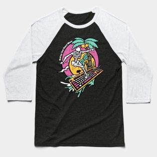 Surfing Skeleton Riding That React Wave Baseball T-Shirt